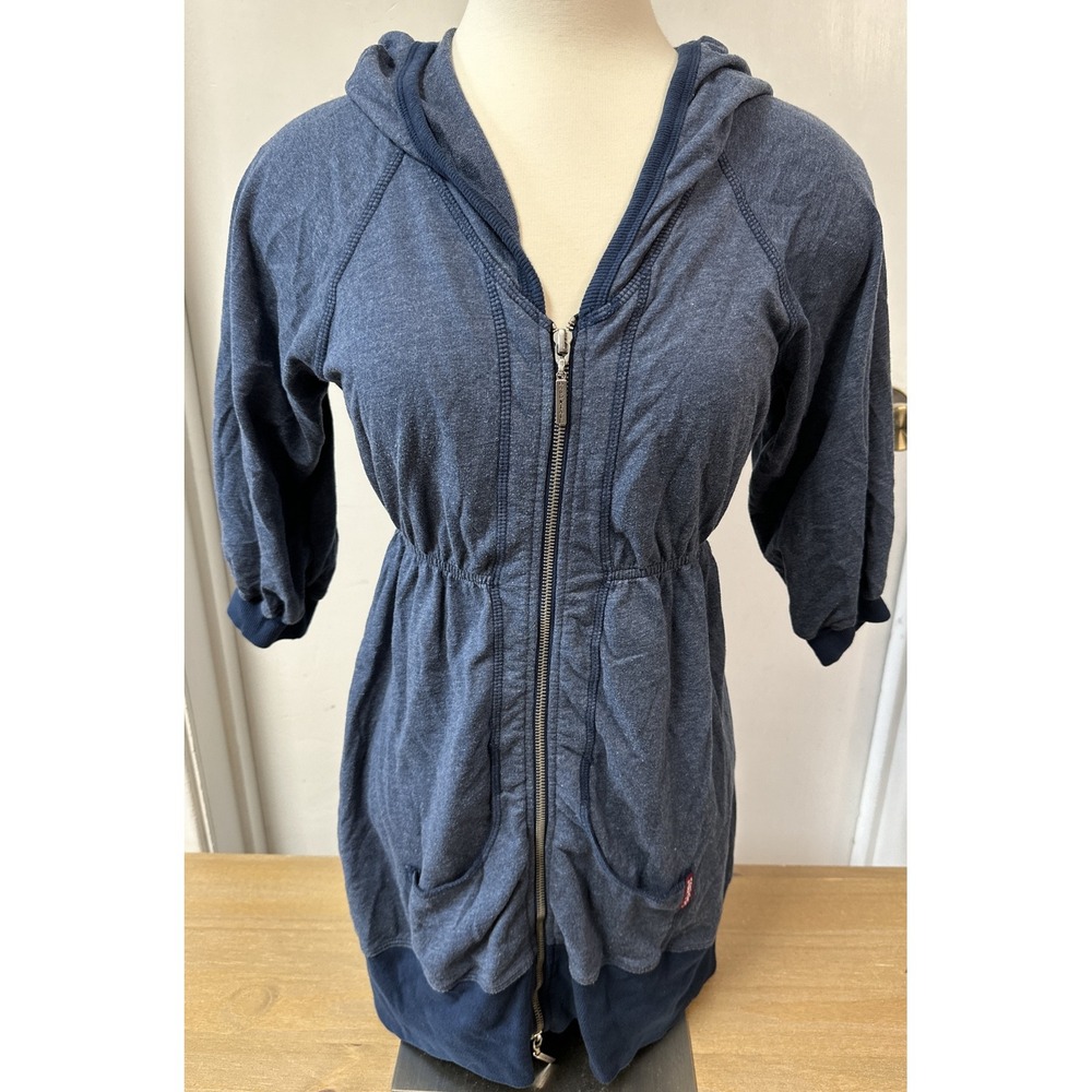 HARD TAIL FOREVER EMPIRE DOUBLE ZIP HOODIE DRESS Medium Heather Blue‎